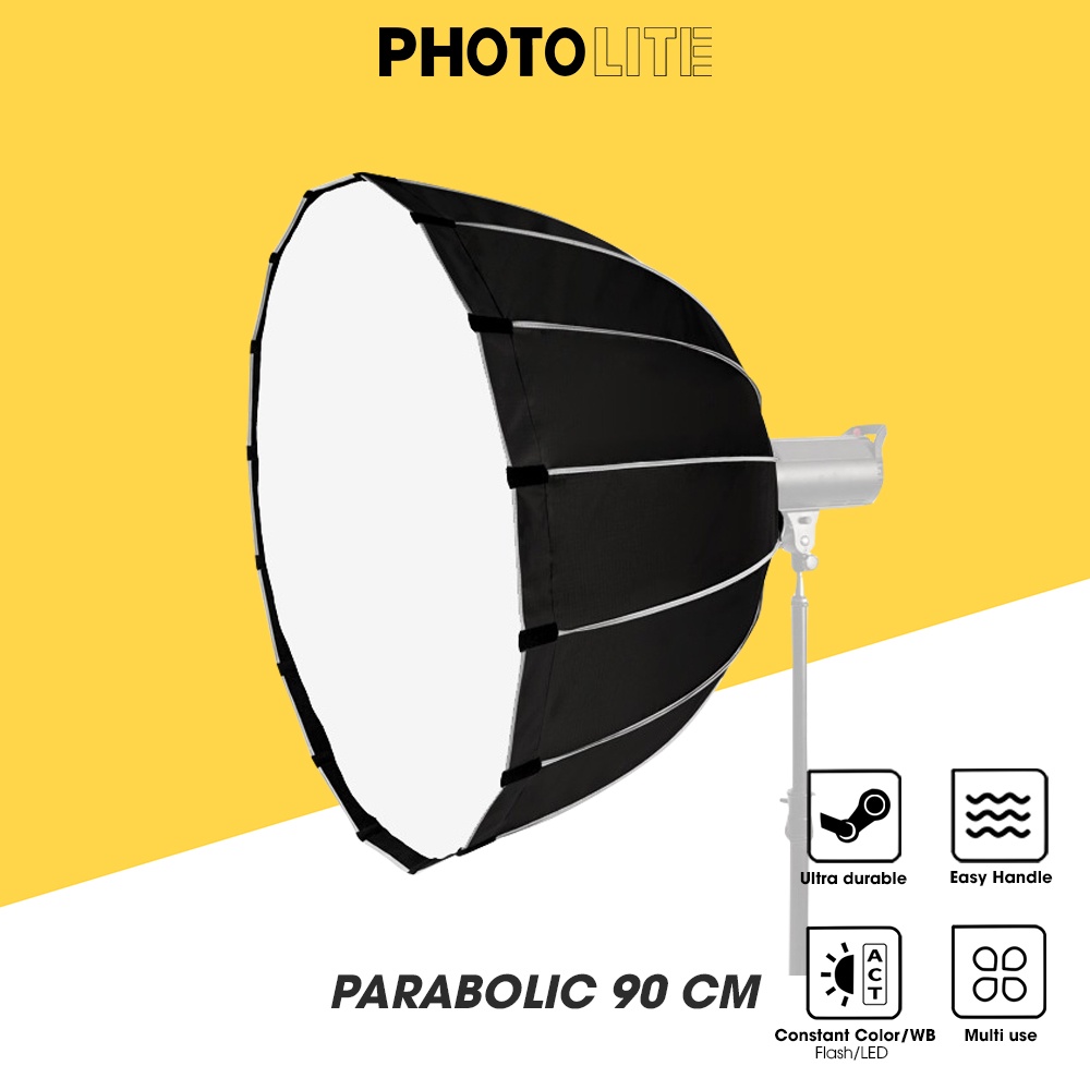 Softbox parabolic 90 cm Photolite PA187 thao tác nhanh làm mềm ánh sáng đèn Flash/Led