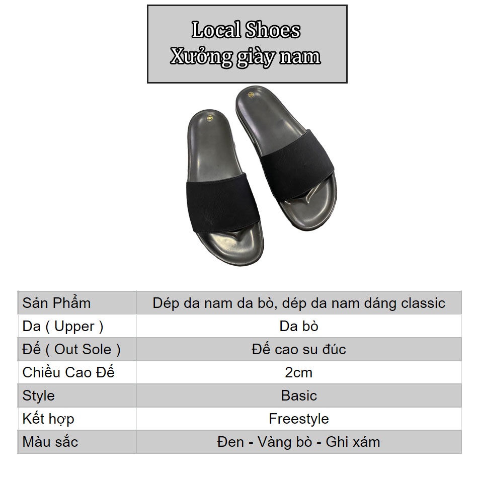 Dép da nam da bò, dép da nam dáng classic