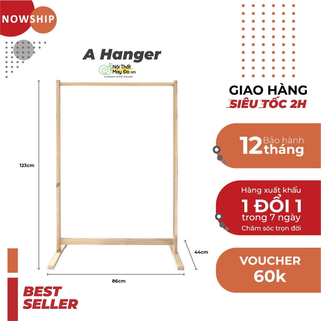 NOWSHIP HCM - GIÁ TREO QUẦN ÁO SIZE 86 - SÀO TREO MÀU TỰ NHIÊN SIZE M NHIỀU MÀU - KỆ GỖ TREO ĐỒ - NỘI THẤT MAY ĐO