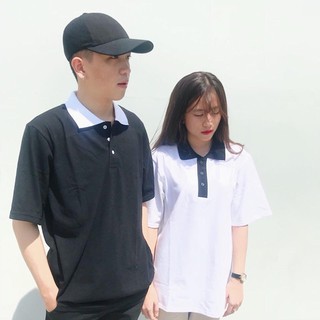 Áo Polo Mix Cổ Đen Trắng Unisex - Áo Polo Phối 2 Màu Ulzzang Siêu Hot