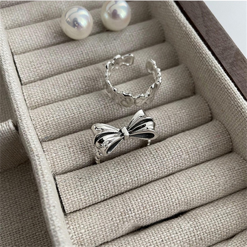 Nhẫn Bạc Đính Nơ Phong Cách Thời Trang Hàn Quốc 2022 Dành Cho Nữ F483