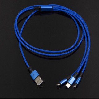 Dây/ cáp sạc điện thoại đa năng 3 đầu TYPE C-LIGHTNING-MICRO USB