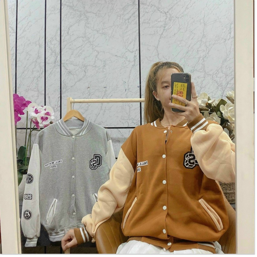 Áo Hoodie Bomber Nữ Họa Tiết CS Đẹp Áo Nút Bấm Tiện Lợi Siêu Hot Trend Super Fashion