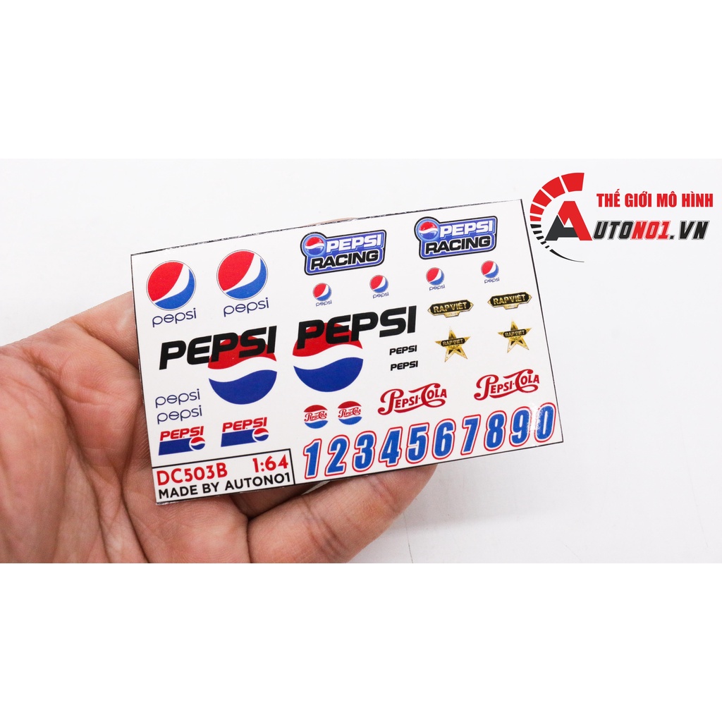 DECAL NƯỚC HÃNG COCA COLA - PEPSI - PIKACHU - REDBULL- DOREMON CHO XE 1:64 AUTONO1 DC503