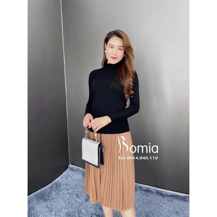 ✈CHÂN VÁY BẦU XẾP LY CHẤT CHIFON DÀY DẶN MẶC 4 MÙA CÓ QUẦN TRONG 2 MÀU ĐEN NÂU-TkutrangStyle