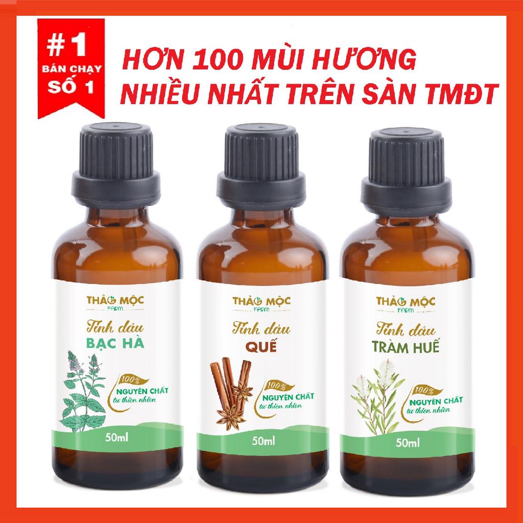 Tinh dầu thiên nhiên 50ml Sả Chanh/ Bạc Hà/ Quế/ Oải hương/ Bưởi/ Cam/ hoa Lài/ Quýt/ Trầm/ tràm huế/ Gừng/ hoa Hồng