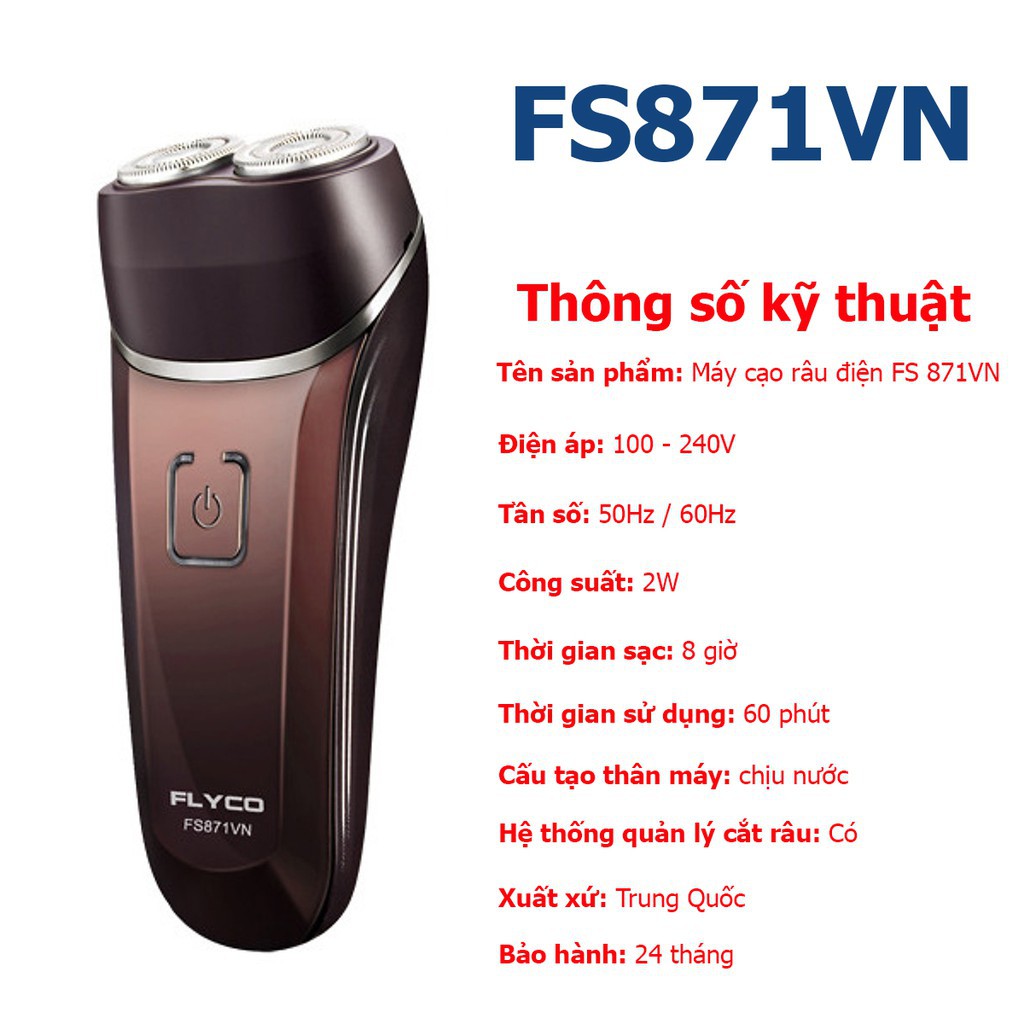  Máy cạo râu điện 2 lưỡi Flyco FS871VN / FS873VN / FS875VN  VHENGFENG