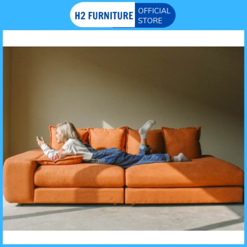 Văng sofa nỉ Venus H2 Furniture cao cấp êm ái đệm lò xo đàn hồi không xẹp lún cho phòng khách