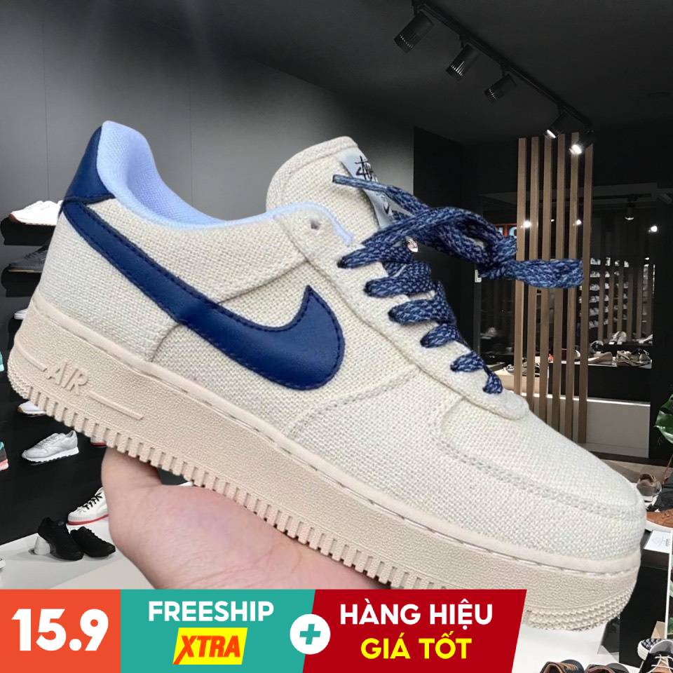 Giày Nam Nữ Nike Force Canvas Navy Vệt Xanh Navy Hàng Cao Cấp