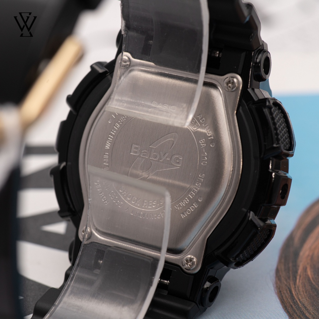 Đồng Hồ Điện Tử Nữ Casio Baby-G  WATCHSTORE BA-110-1ADR Thiết Kế Mặt Kính Khoáng 43.5mm, Dây Và Vỏ Nhựa Bền Bỉ