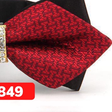 Nơ cài cổ áo Nam màu đỏ đính đá thời trang dành cho chú rể, dự tiệc, chụp ảnh NO-849