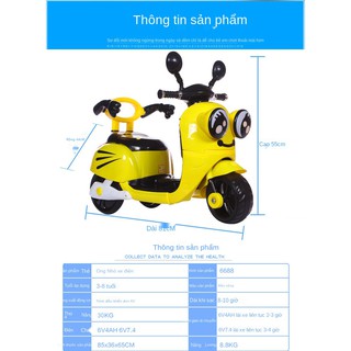 Mới con ong nhỏ ánh sáng âm nhạc trẻ em xe máy điện nhỏ màu vàng trẻ em xe máy điện ba bánh