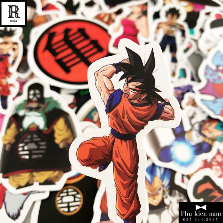 Sticker PVC Chống nước Decal Hình dán Xe Mũ bảo hiểm Songoku Dragonball ST053