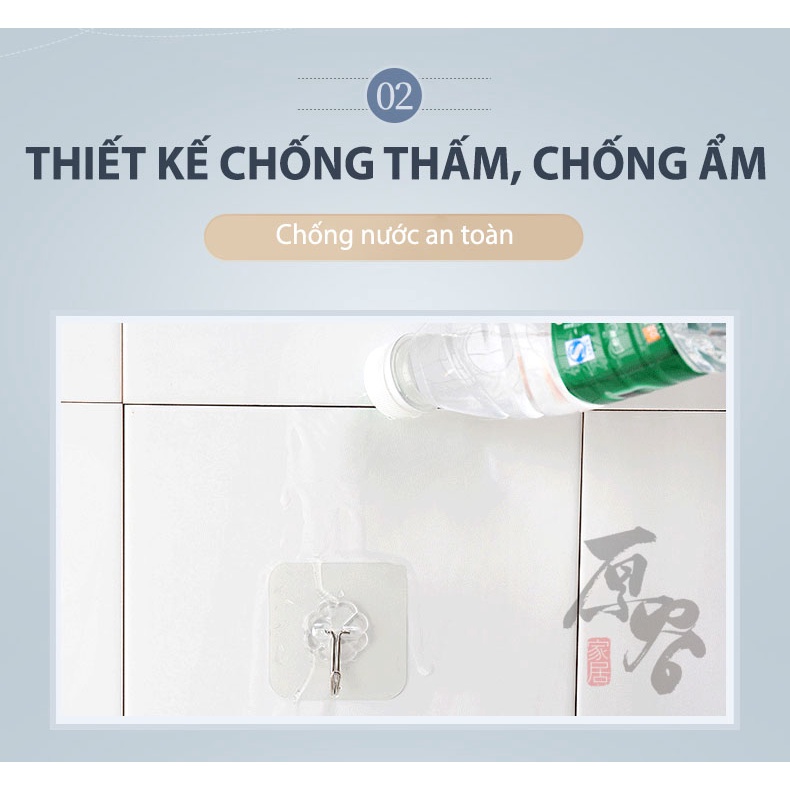 Combo 2 Móc Dán Tường Siêu Dính Trong Suốt Chịu Lực Treo Tường Treo Đồ Dùng Chắc Chắn