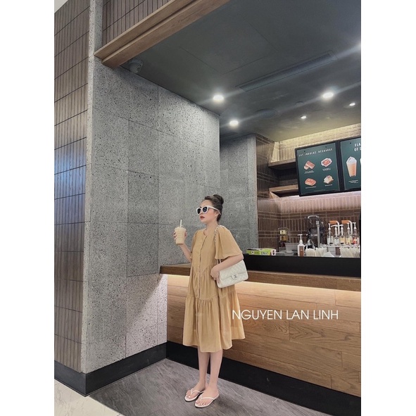 Váy bb suông cúc dọc xoè 3 tầng 2 lớp