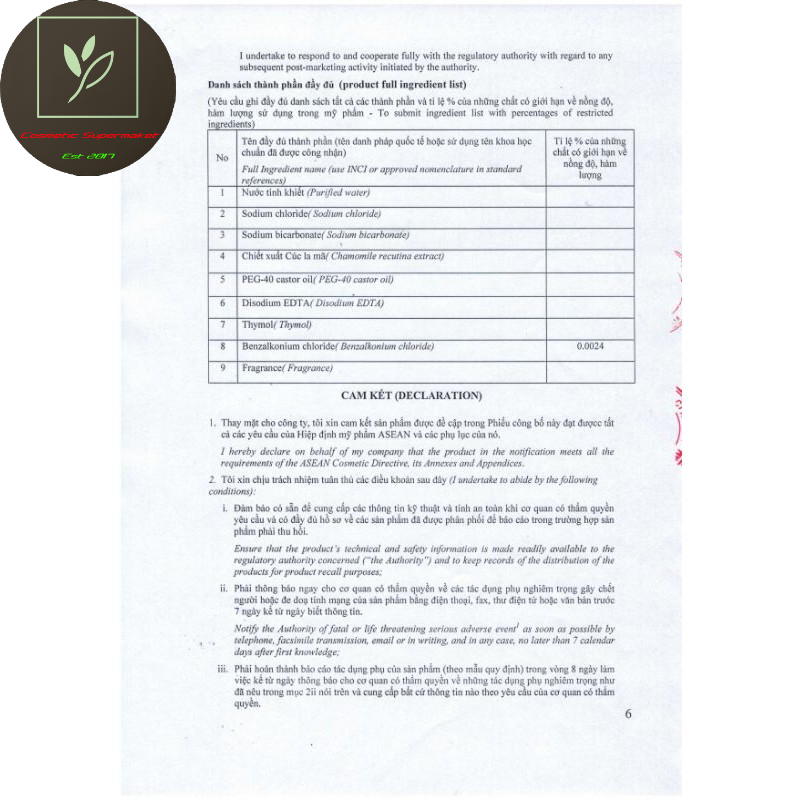 (400ml) Nước súc miệng hương biển Hoa Linh