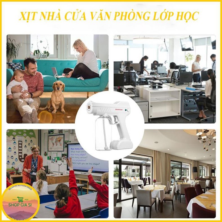 Máy phun khử khuẩn , súng xịt khử khuẩn Atomizer 800ml tích hợp đầu lõi đồng + 8 tia UV  Bảo hành 12 tháng
