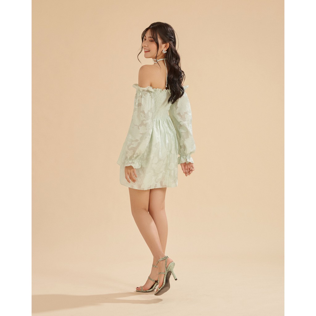 [Mã WABRWA15 giảm 15% đơn 300K] Đầm xoè trễ vai màu xanh lá SheByShj - Stevie Dress | BigBuy360 - bigbuy360.vn