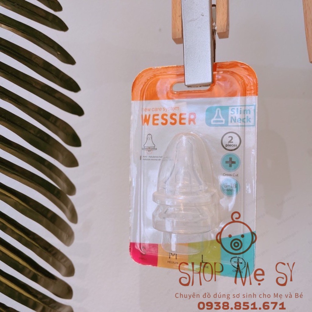 Wesser- Núm Vú Cổ Hẹp Vỉ 2 Cái SIÊU MỀM