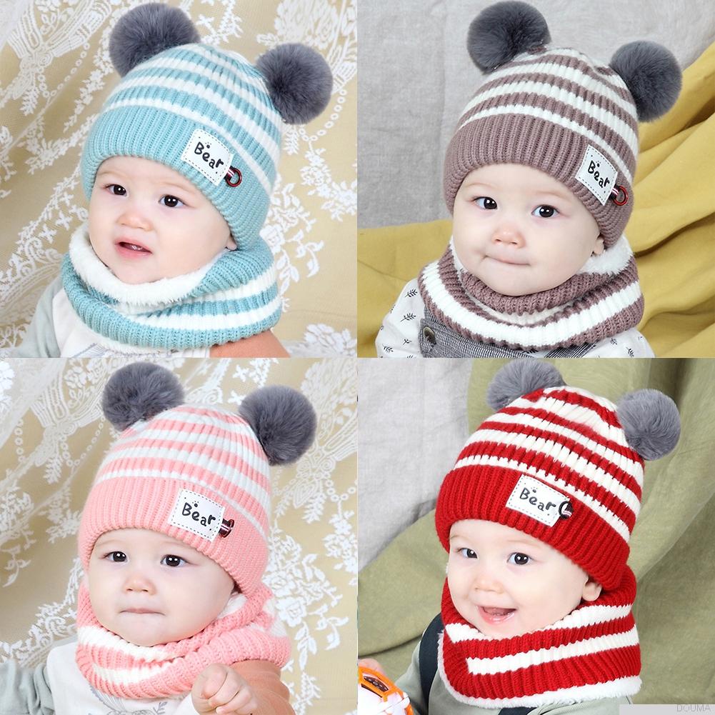 Set mũ len beanie mềm mại + khăn choàng cổ giữ ấm cho bé