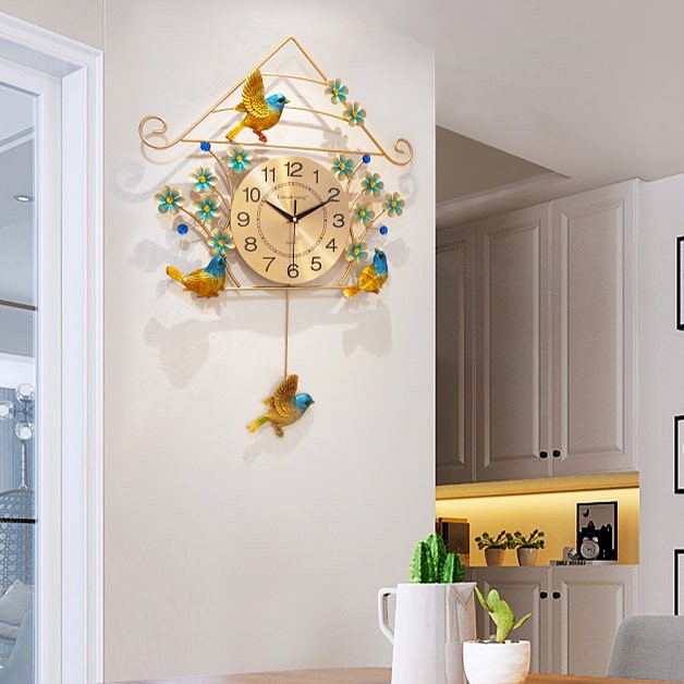 Đồng hồ treo tường chim én vàng SHOUSE A32 máy quartz kim trôi không gây tiếng động