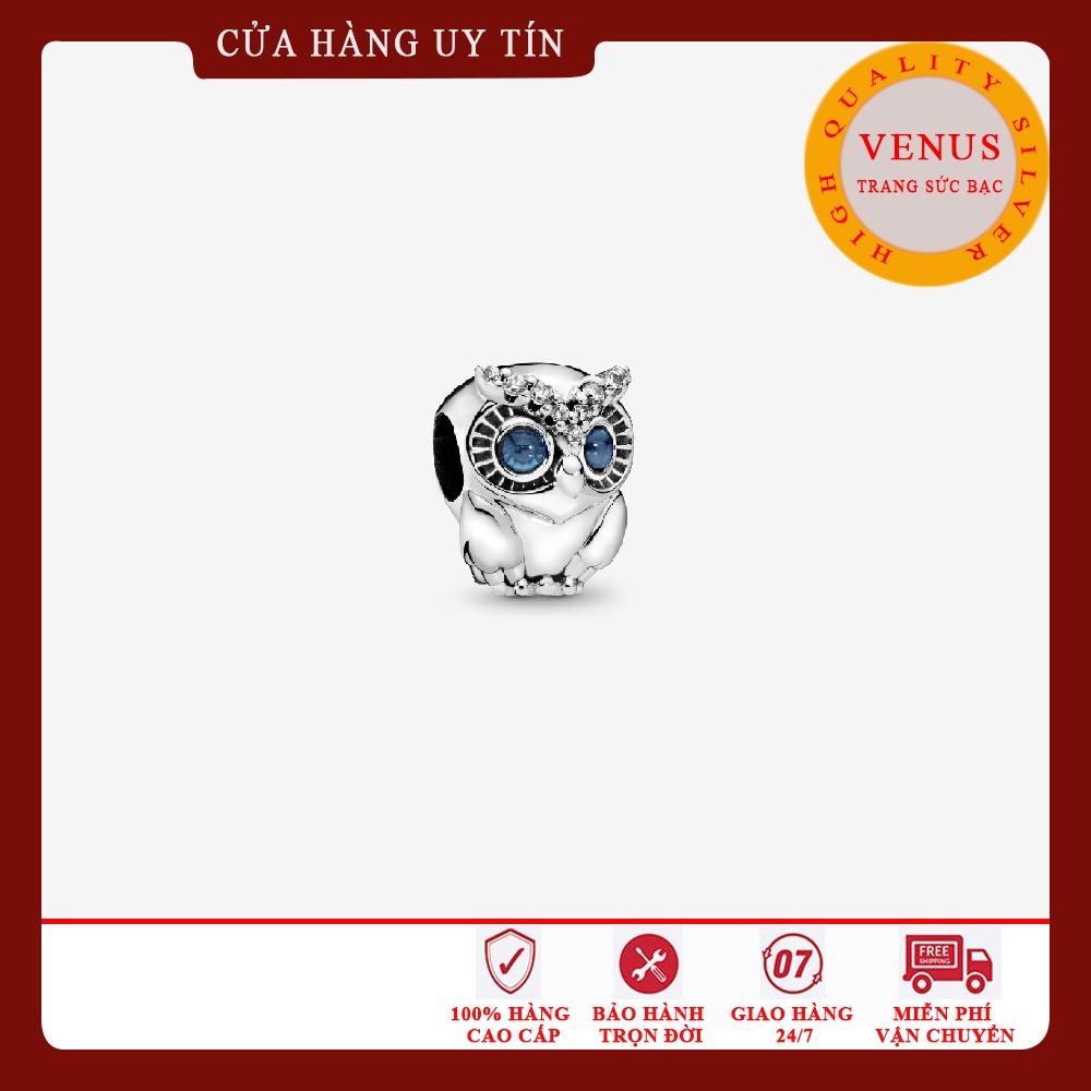 Charm Cú Mèo Mắt Xanh- S925 ALE- Trang Sức Bạc Venus