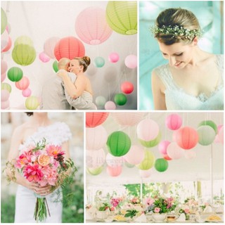 èn lồng vải lụa chống thấm nước 20/25/30cm nhiều màu trang trí ngoài trời