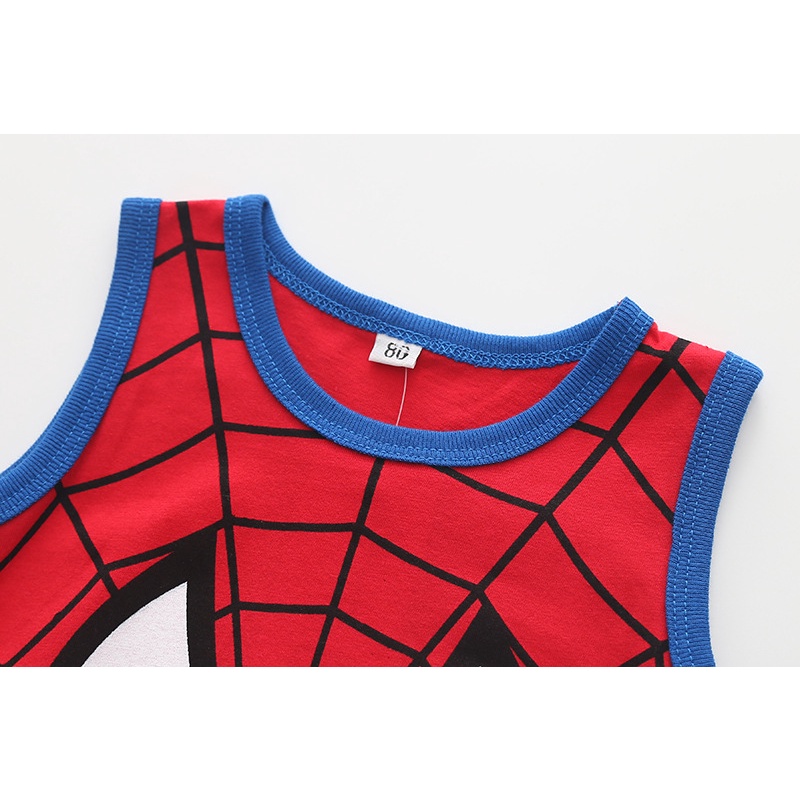Áo Liền Quần Ngắn Tay Chất Liệu Cotton In Hình Người Nhện / Siêu Nhân Dành