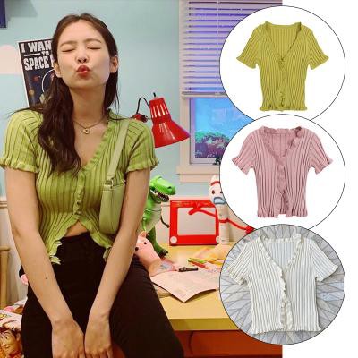 Áo Dệt Kim Tay Ngắn Dáng Ôm Quyến Rũ Trẻ Trung Hợp Thời Trang