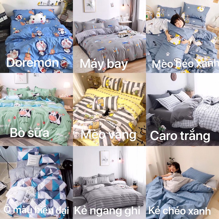 (CHAT CHỌN MẪU - 100 MẪU) BỘ CHĂN GA GỐI COTON POLY NHẬP KHẨU, DRAP GIƯỜNG ĐẸP
