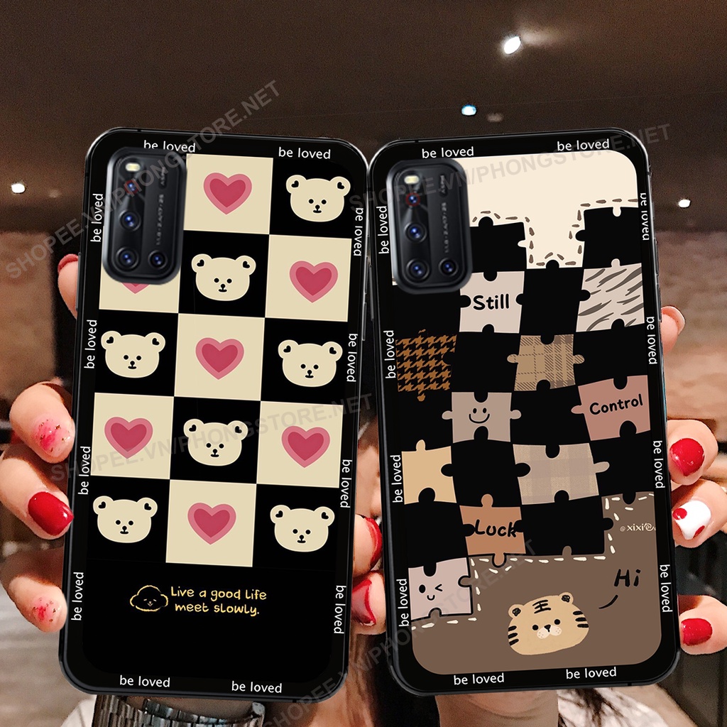 Ốp lưng Vivo V17 Pro / V19 in họa tiết caro, mẫu gấu cực đáng yêu / ốp gấu cute giá rẻ siêu bền