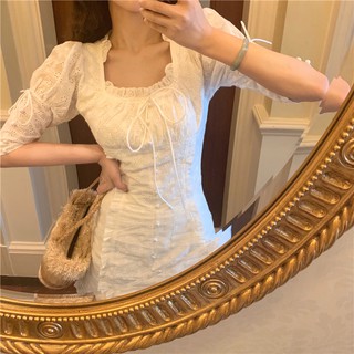 Đầm xô ren trắng body