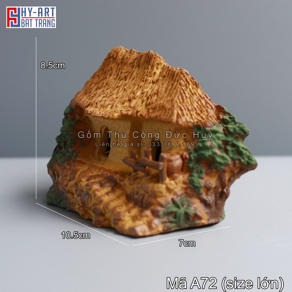 Tiểu cảnh hồ cá, trang trí bể cá cảnh, mô hình Nhà rơm trang trí hòn non bộ chậu cây bonsai