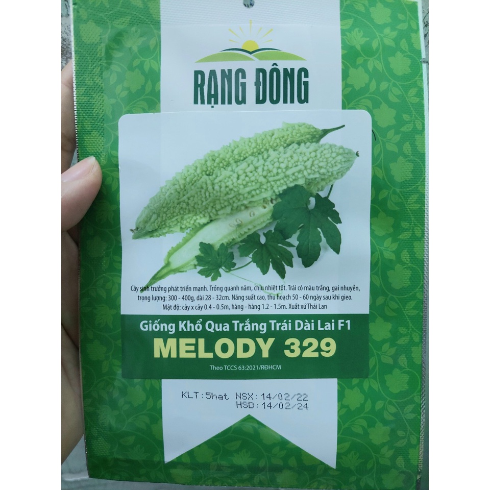 Hạt giống khổ qua trắng trái dài lai f1 Melody 329, đóng gói 5 hạt