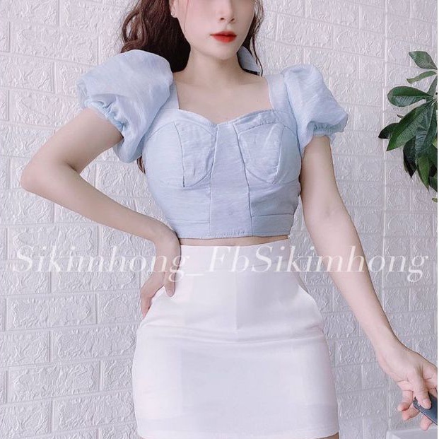 Áo tay ngắn hở lưng có mod ngực cao cấp