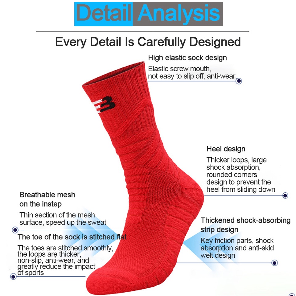 Vớ Thể Thao Cổ Cao Dày Dặn Thoải Mái Cho Người Lớn
