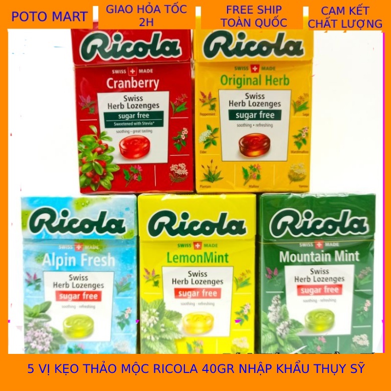 Kẹo Ngậm ho Thảo Mộc hiệu Ricola 40gr NHẬP KHẨU THỤY SĨ