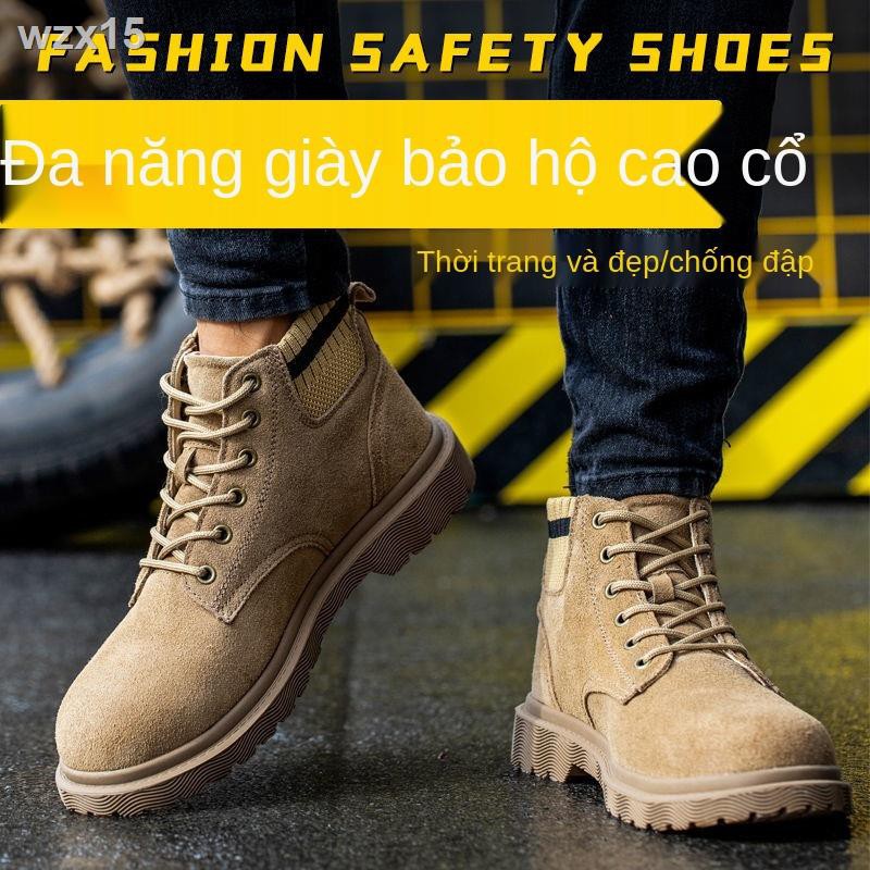 Giày bảo hộ lao động nam chuyên dụng cho thợ hàn điện, chống bỏng, nhẹ, mài mòn, va đập, xỏ khuyên, trượt mùa th