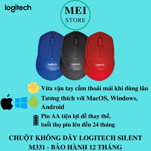 Chuột Không Dây Logitech M331 SILENT | Chính Hãng Logitech | Bảo Hành 12 THÁNG | MEI STORE