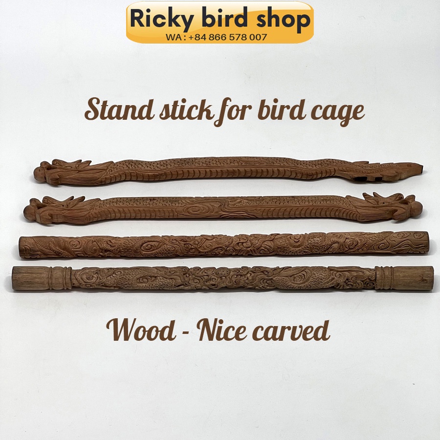 Stand stick for bird cage - Wood carved
