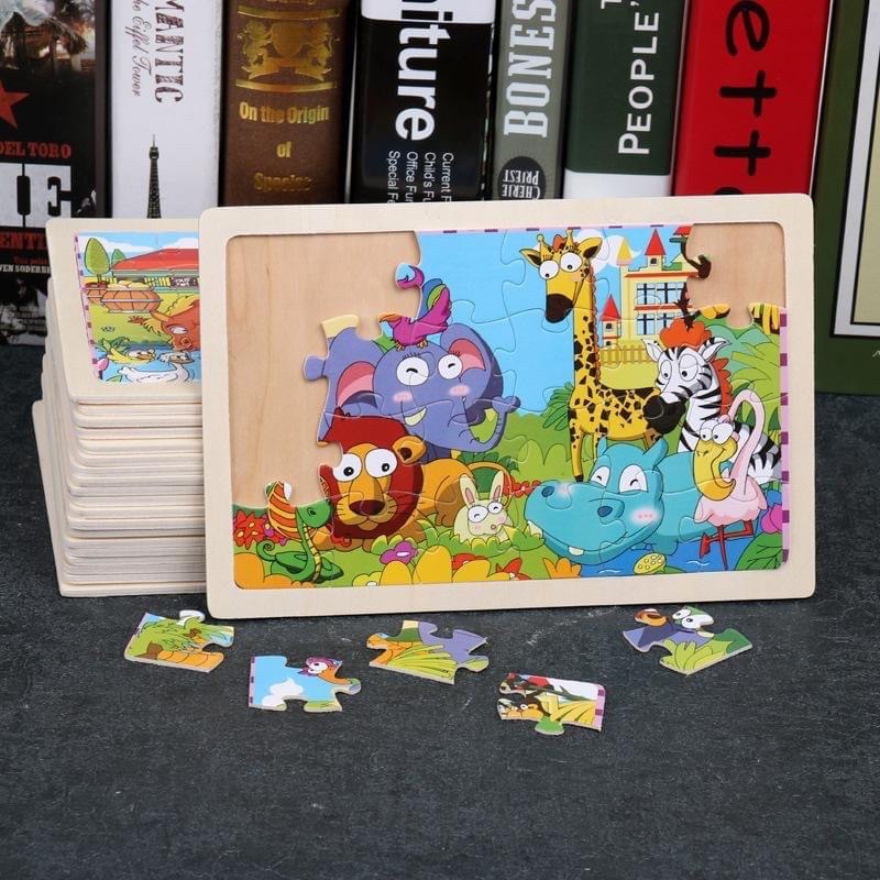 Đồ chơi ghép hình 24 mảnh bằng gỗ tranh ghép hình nhiều chủ đề dành cho bé từ 2 tuổi Binkids DC13