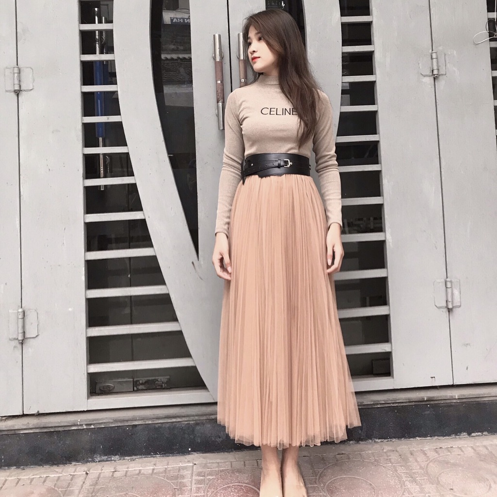 Chân Váy Ren Xếp Ly 3 Lớp (kèm đai da) dài 78cm váy xòe cao cấp (video ảnh thật) | BigBuy360 - bigbuy360.vn