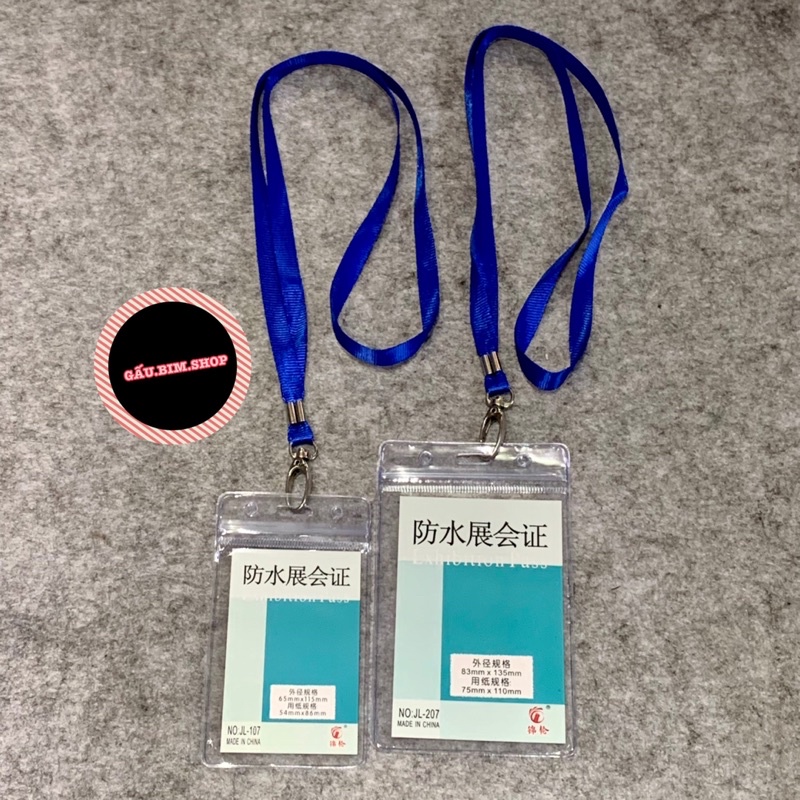 [Gía Sỉ] Bộ dây đeo thẻ tên - dây lụa móc sắt (xoay) 1cm kèm bảng tên nhựa dẻo cao cấp