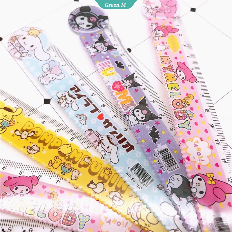 Thước Nhựa Acrylic Trong Suốt Chống Vỡ 15cm Hình Sanrio Cinnamoroll Hello Kitty Kuromi