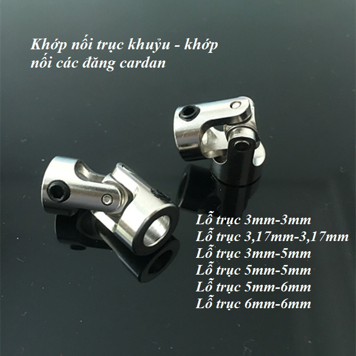 Trục cardan 2 khớp đủ các kích thước - Trục chuyển đổi 2 khớp trục 3mm-3mm,3,17mm-3,17mm,3mm-5mm.5mm-5mm.5mm-6mm,6mm-6mm