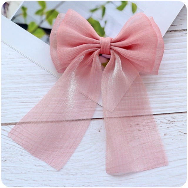 B103 - Kẹp tóc nơ voan xước cho bé