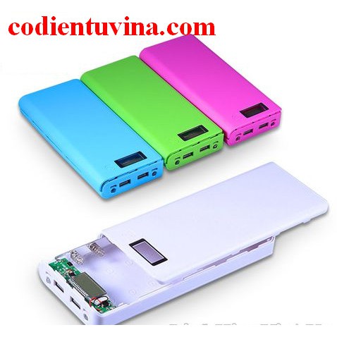 Box sạc dự phòng 8 pin 18650 vỏ nhựa màn hình LCD (không bao gồm pin)