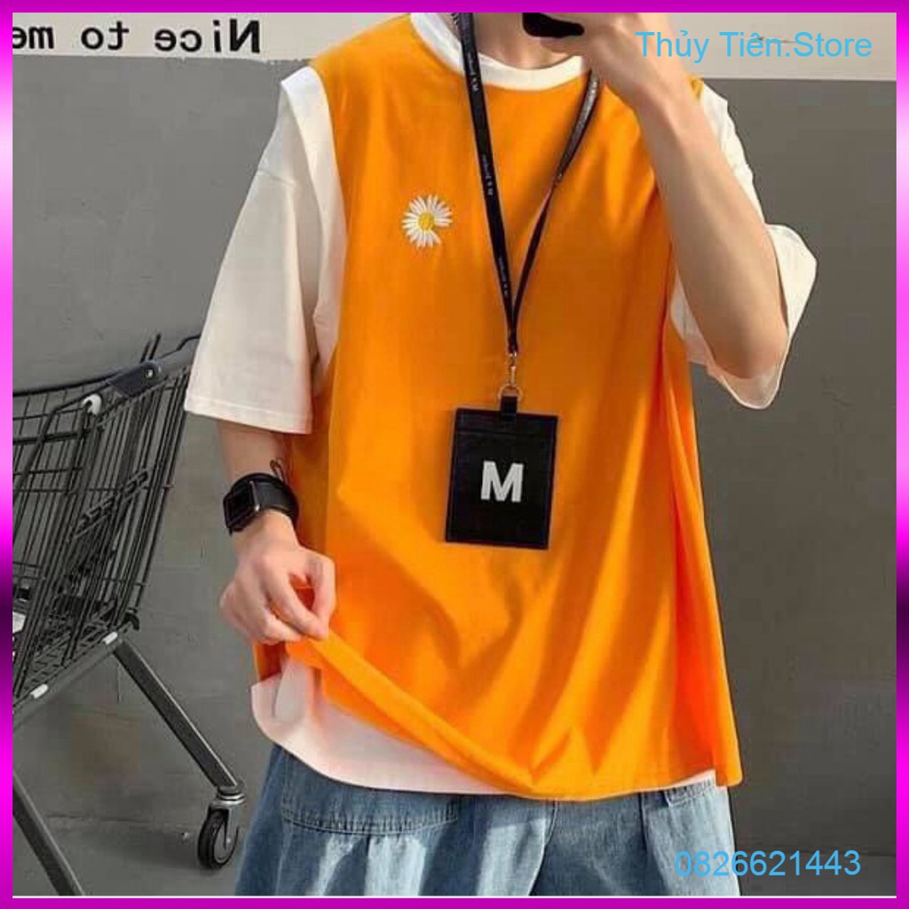 ÁO KIỂU RAGLAN THÊU HOA CÚC TÍM ĐEN CAM UNISEX - ÁO GILE PHỐI HOA CÚC TAY TRẮNG FORM TO 💎 👗💝