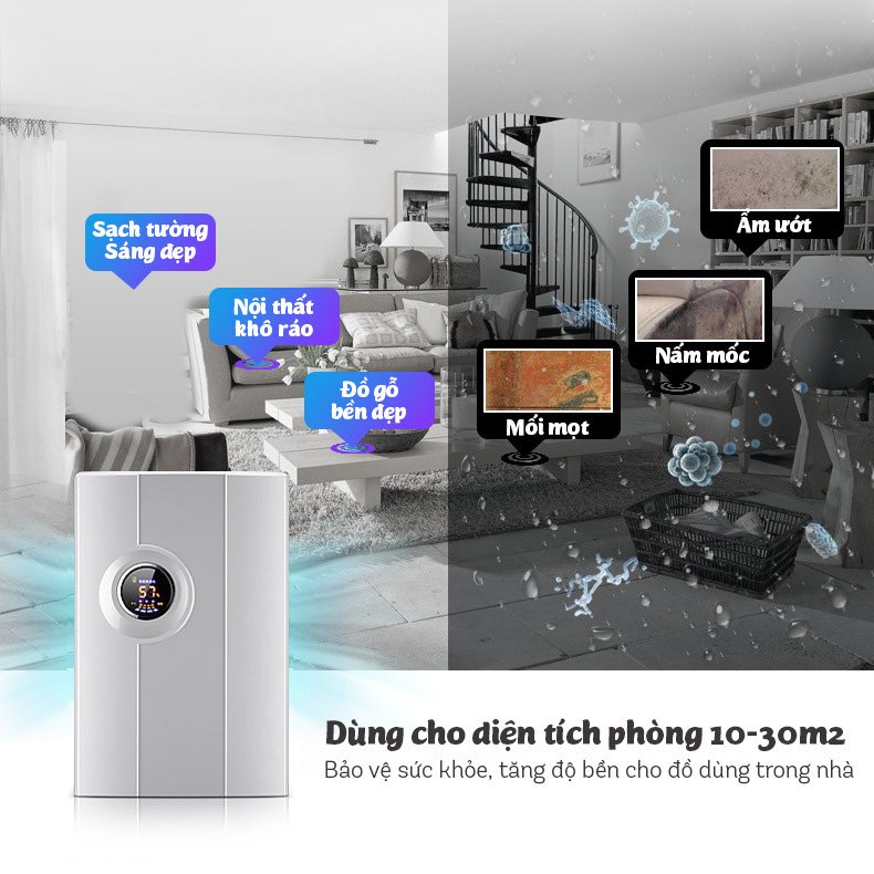 Máy Hút Ẩm Lọc Không Khí CS10F - Màn Hình LED Hiển Thị Độ Ẩm Nhiêt Độ - Loại Bỏ Độ Ẩm tối Đa 8000ml / ngày | BigBuy360 - bigbuy360.vn