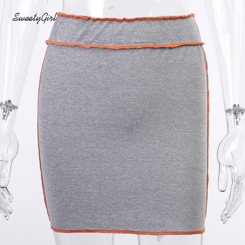 Chân Váy Ôm Mini Viền Màu Tương Phản Thời Trang Cho Nữ